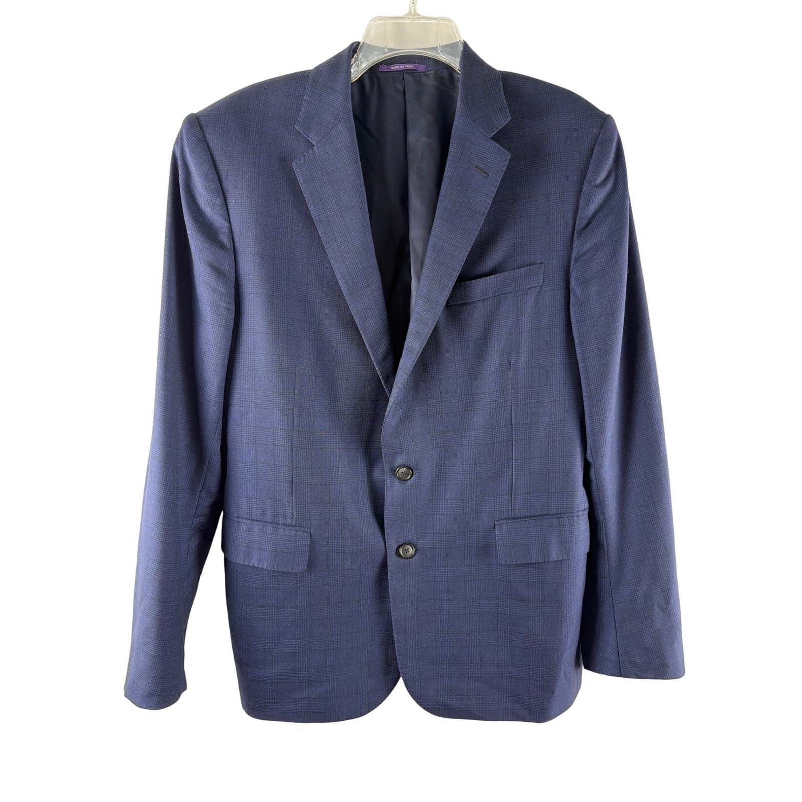 Ralph Lauren Purple Label Mens 44r Blue Glen Plaid Wool Blazer Sport Coat Italy